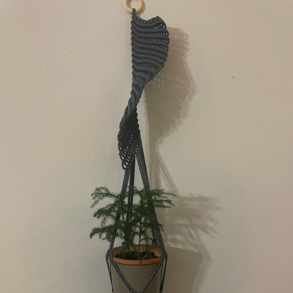 Dark grey macrame plant hanger US made